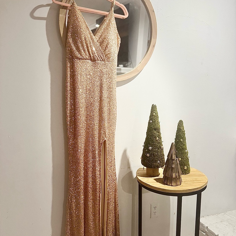 Gold Sequin Evening Gown
